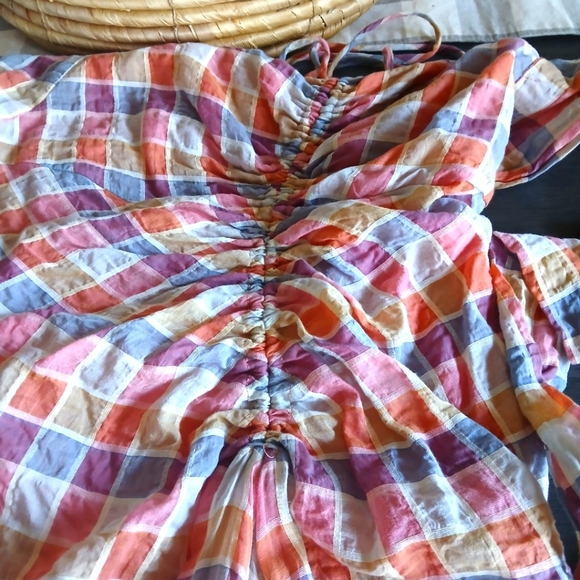 FREE PEOPLE Plaid Halter Maxi Dress LIKE NEW ADJUSTABLE SIZE 10 - Picture 8 of 10